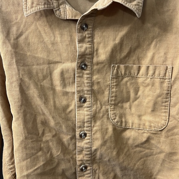 Forever 21 Tan Corduroy Long Sleeve Cropped Button Down w/ Raw Hem Small Cotton - Picture 4 of 5